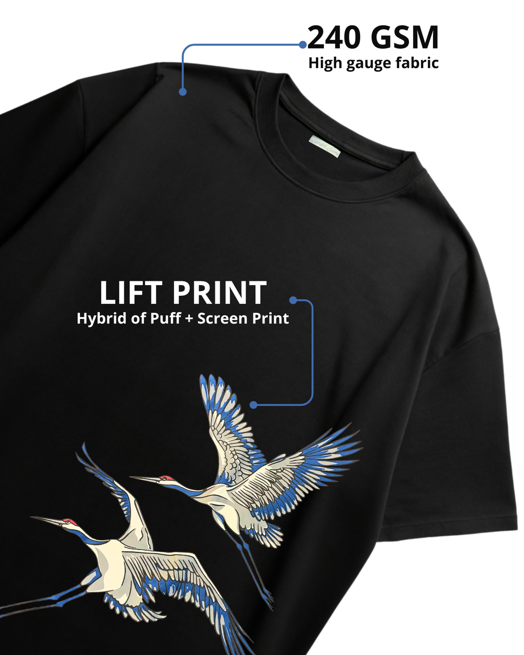 Soaring Cranes Oversized Tee