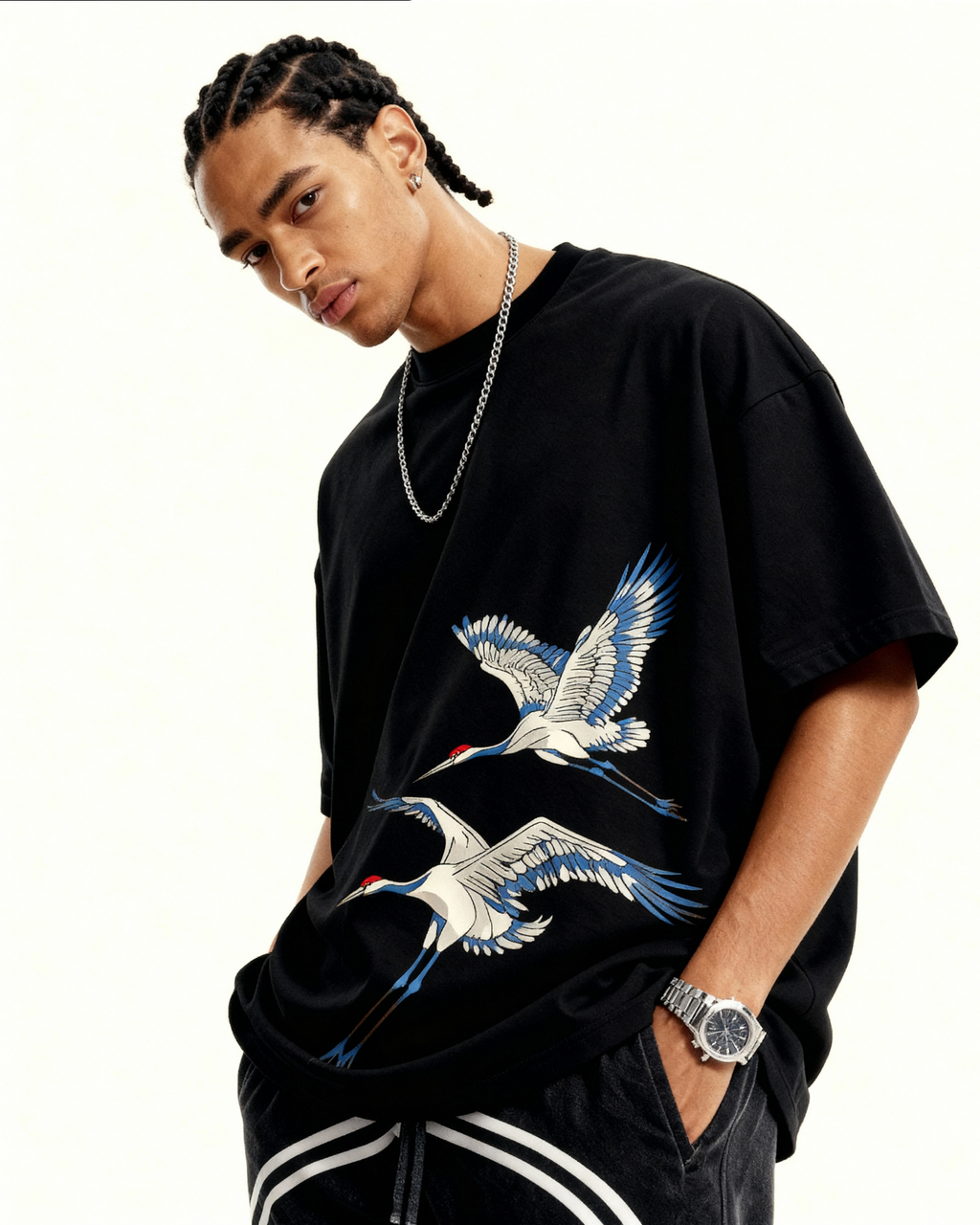 Soaring Cranes Oversized Tee