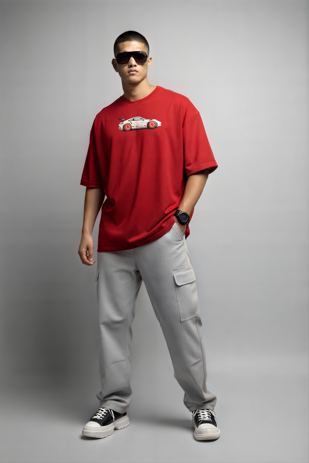 Porsche Embroidered Oversized T-Shirt