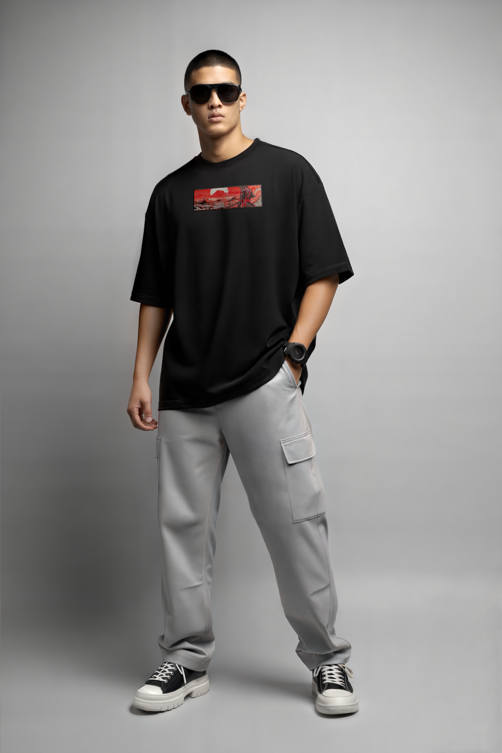 Samurai Embroidered Oversized T-Shirt