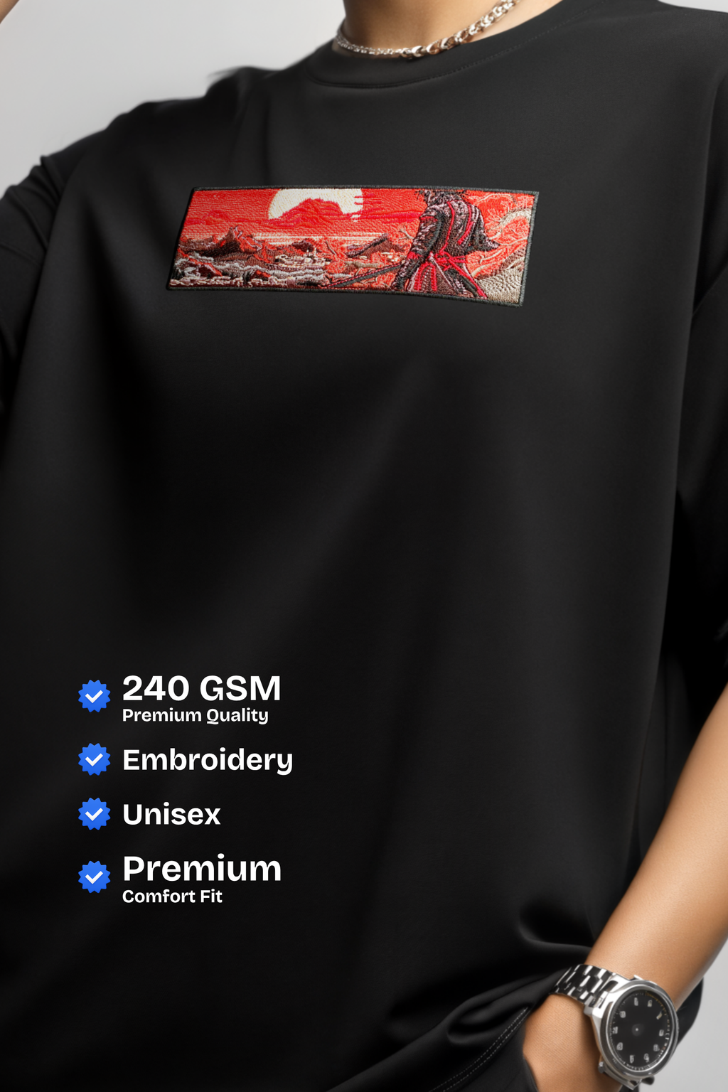 Samurai Embroidered Oversized T-Shirt