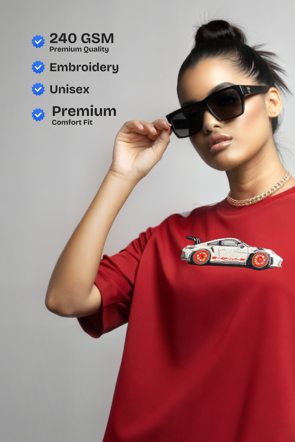 Porsche Embroidered Oversized T-Shirt