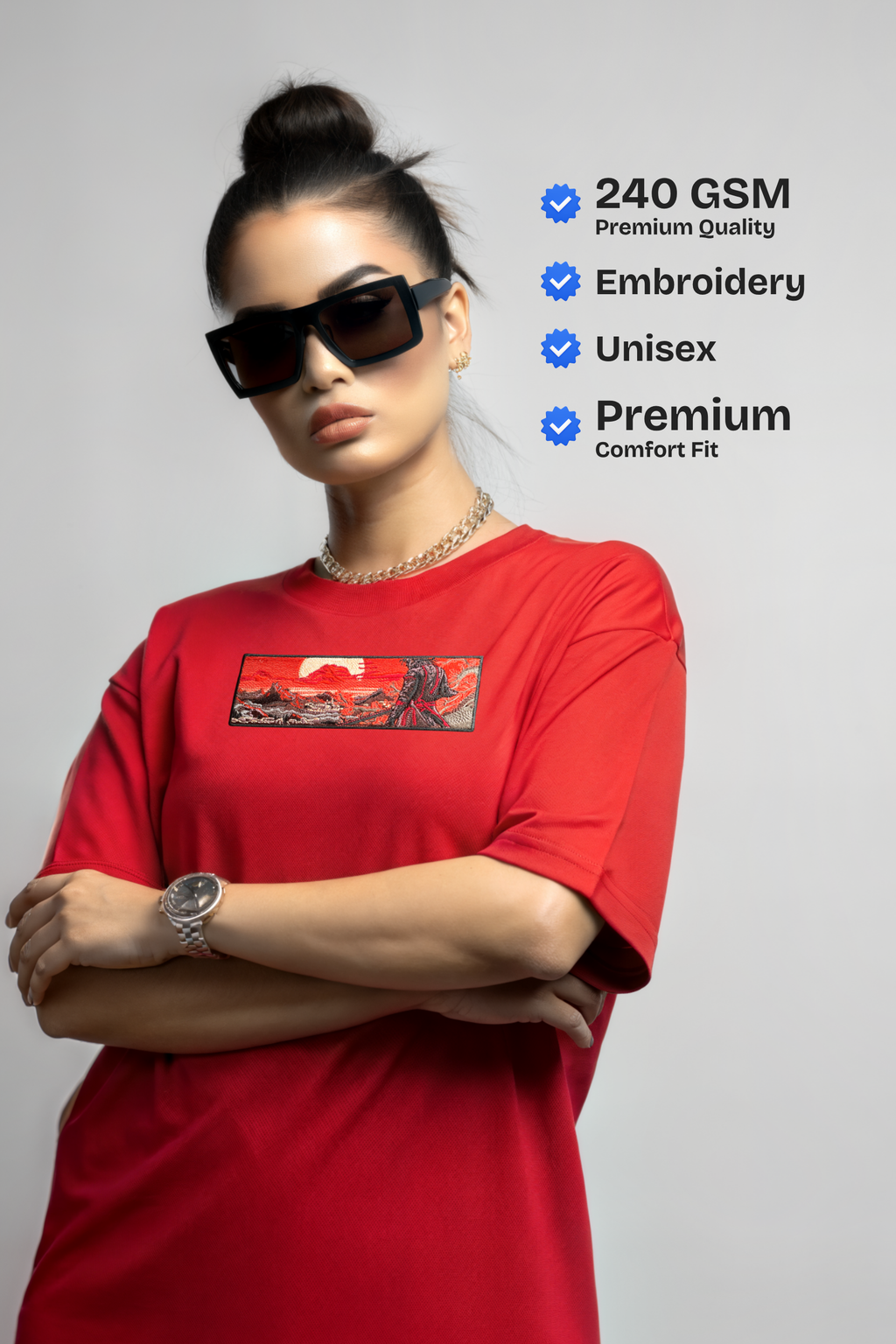 Samurai Embroidered Oversized T-Shirt